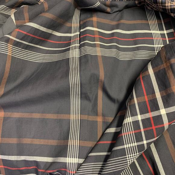 PAUL SMITH Size M Tan Navy Black Plaid Wool Blend Hidden Placket Coat - Picture 6 of 6